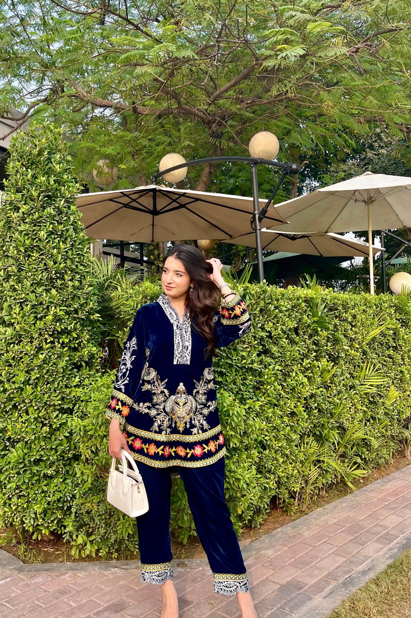 velvet-co-ord (navy blue )