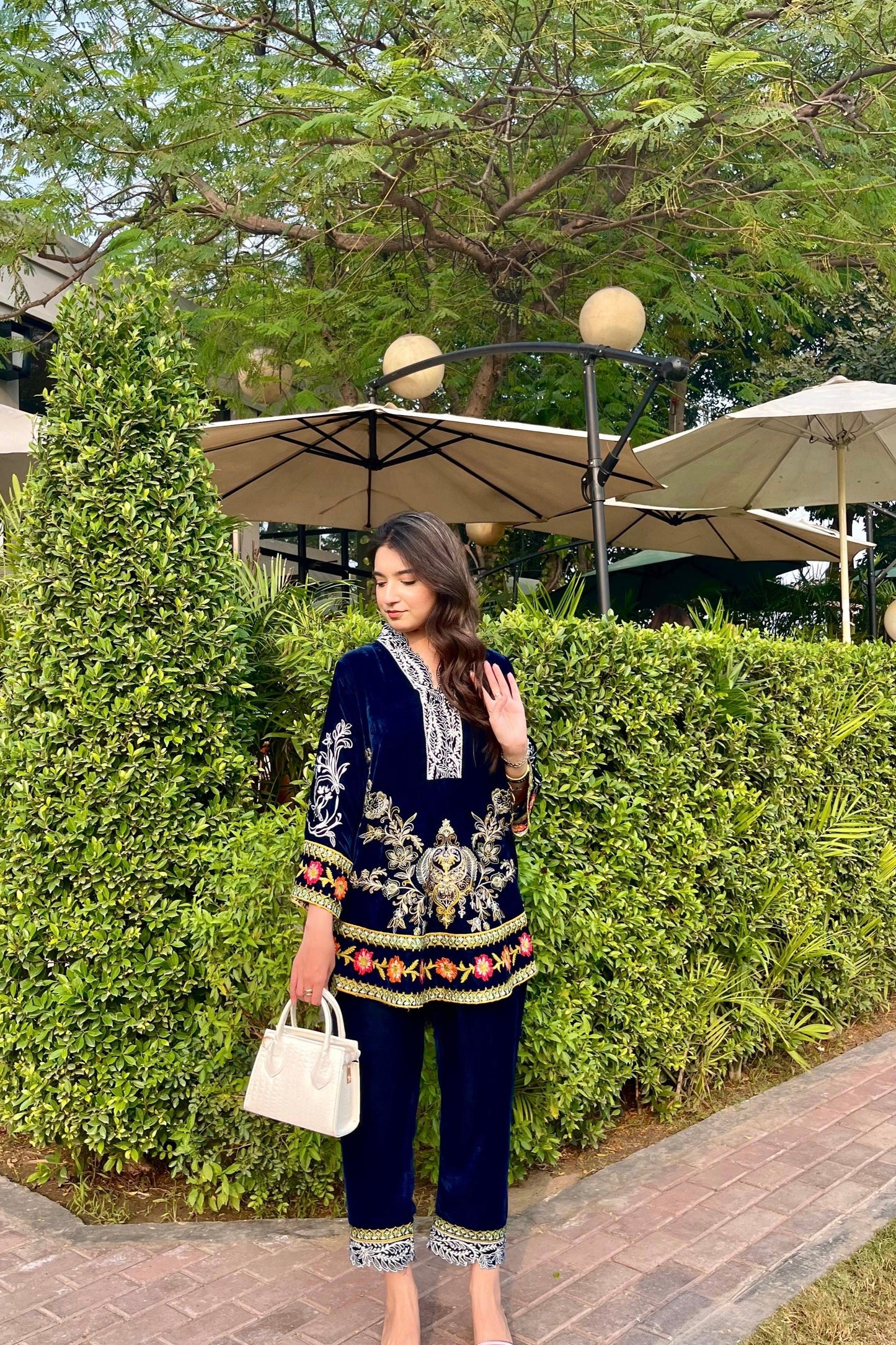 velvet-co-ord (navy blue )