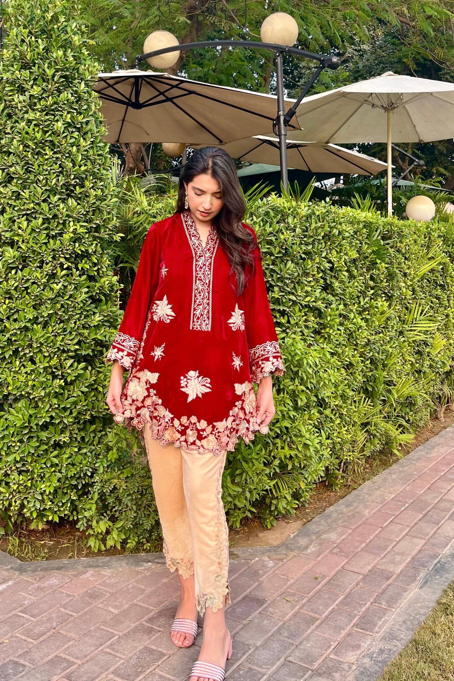 velvet co-ord cherry maroon