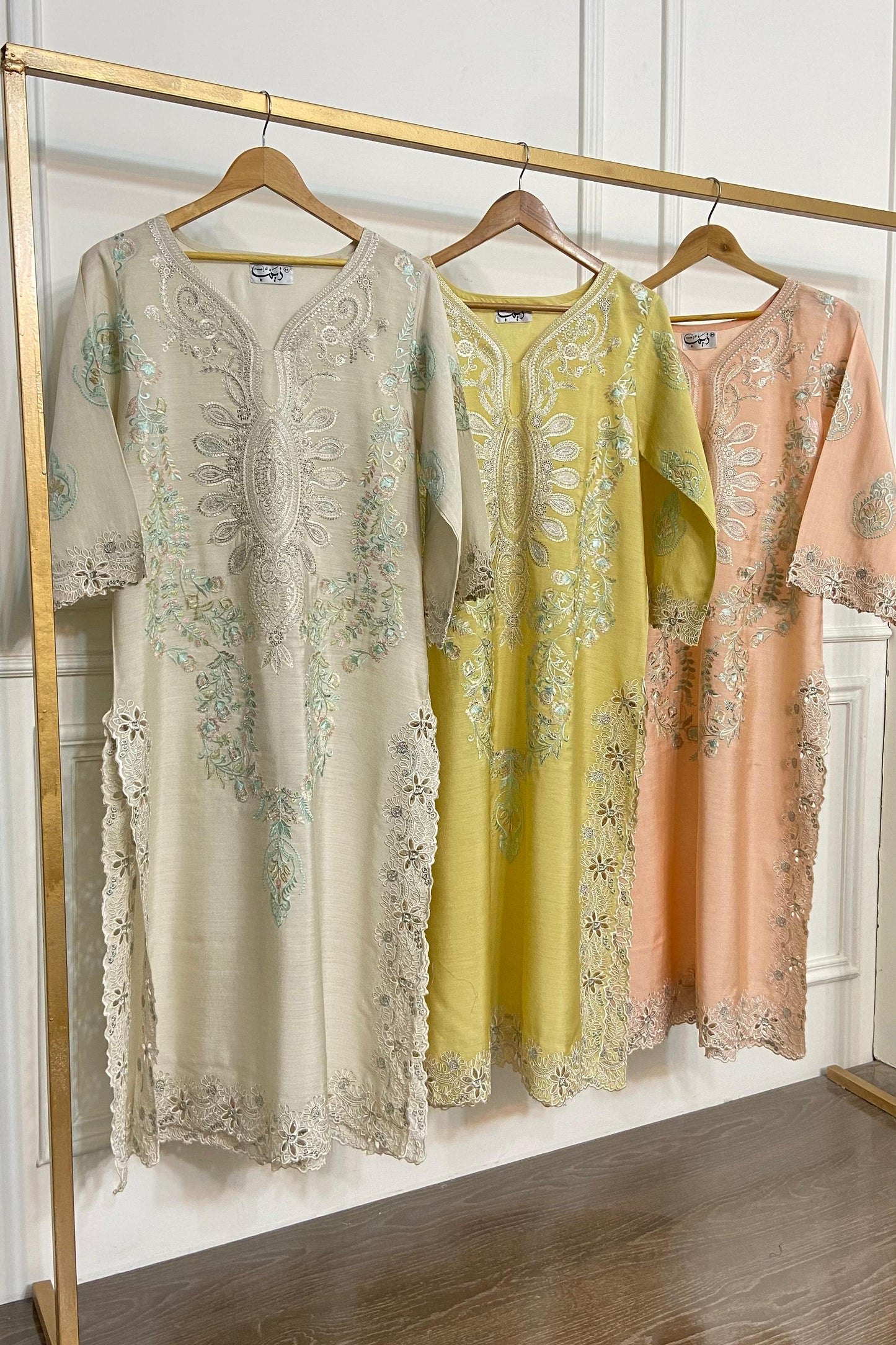 PEACH LONG EMBROIDERY KURTA