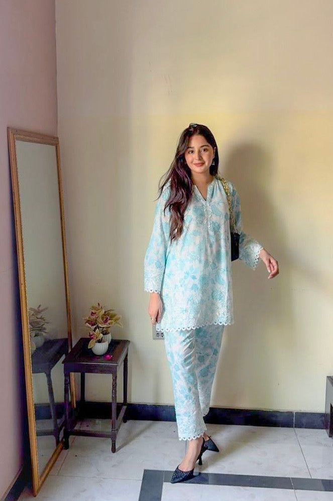Printed Bright Sky Blue CO-ORD Set