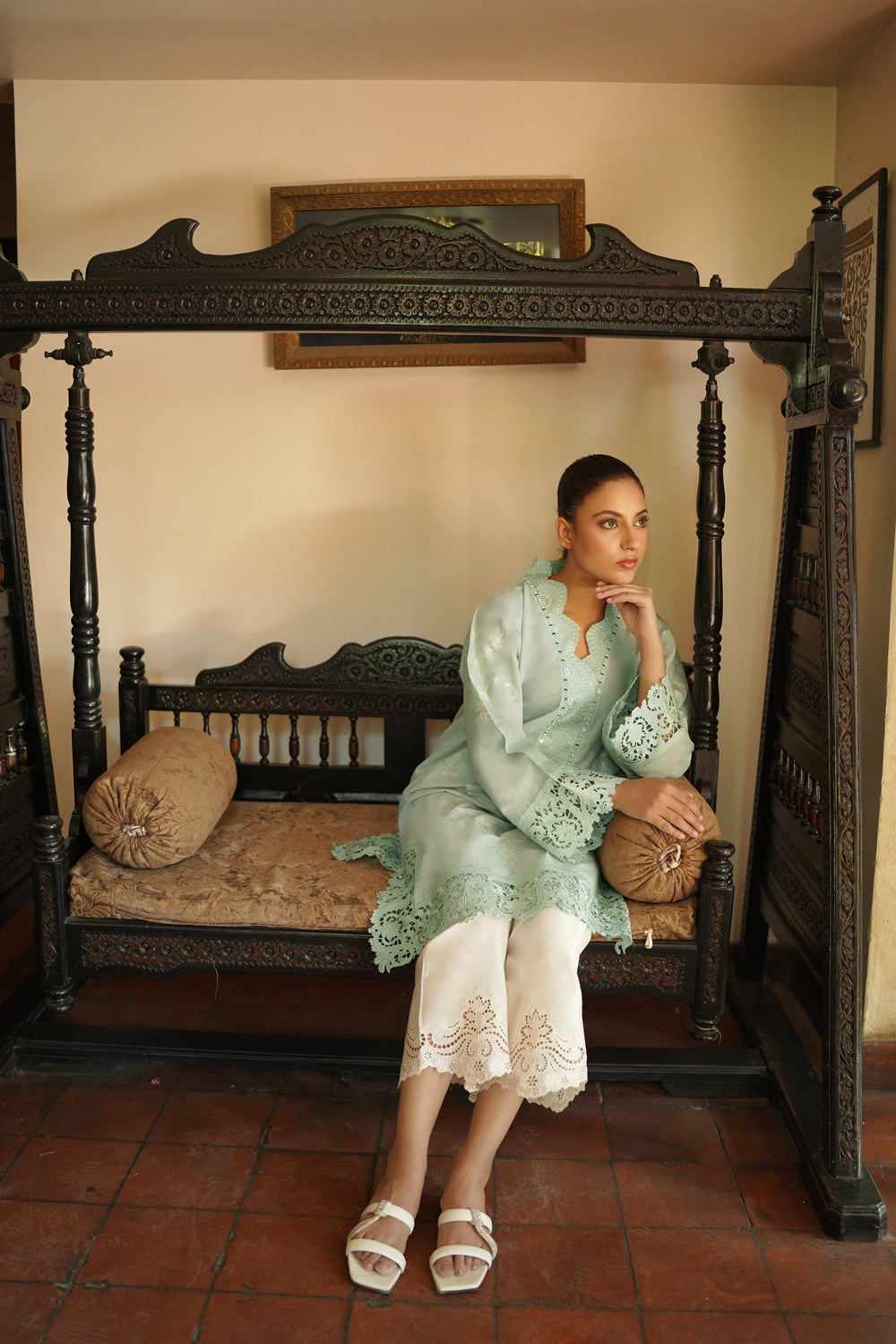 MINT GREEN CUT WORK EMBROIDERY 2PCS