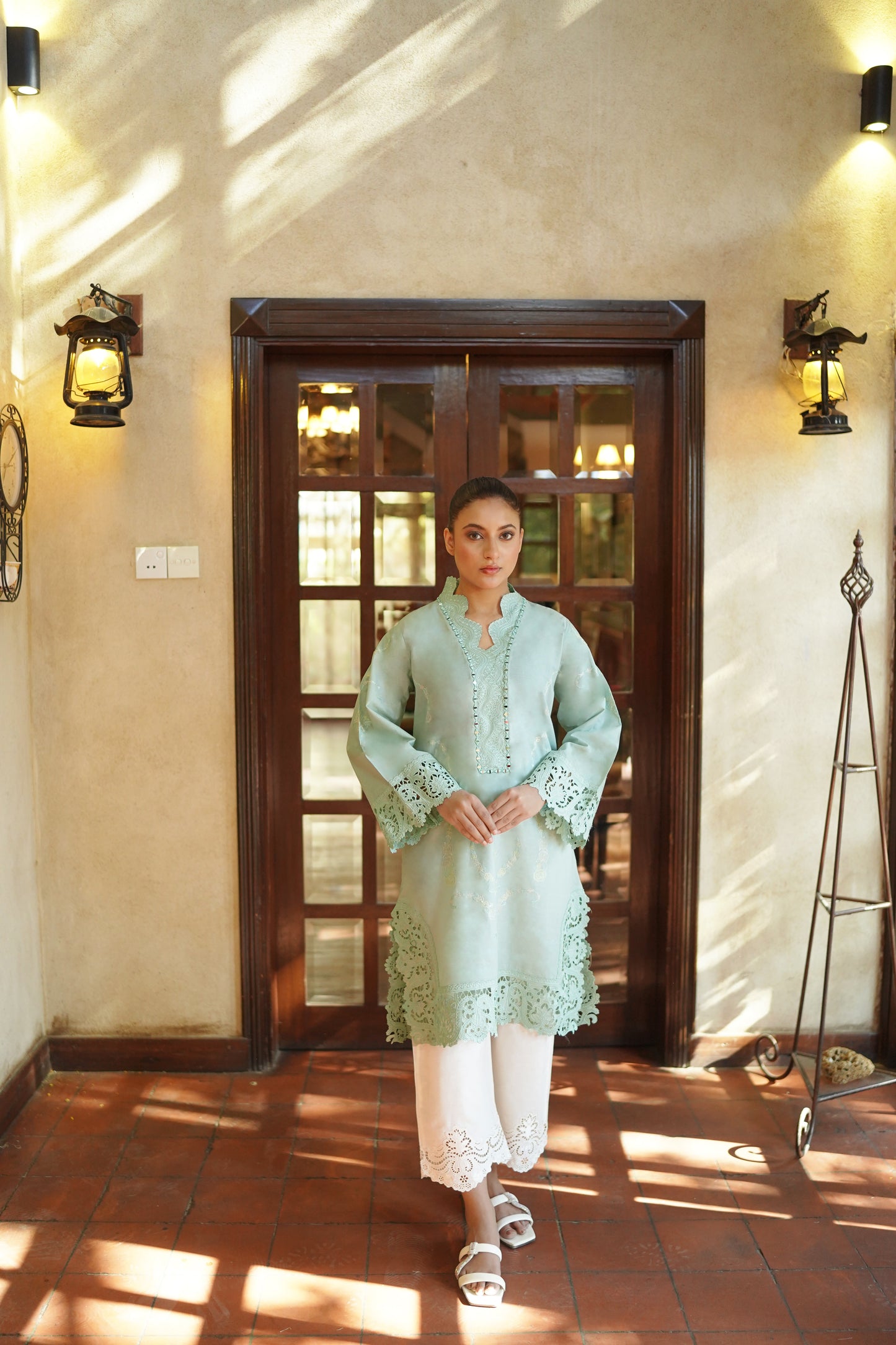 MINT GREEN CUT WORK EMBROIDERY 2PCS