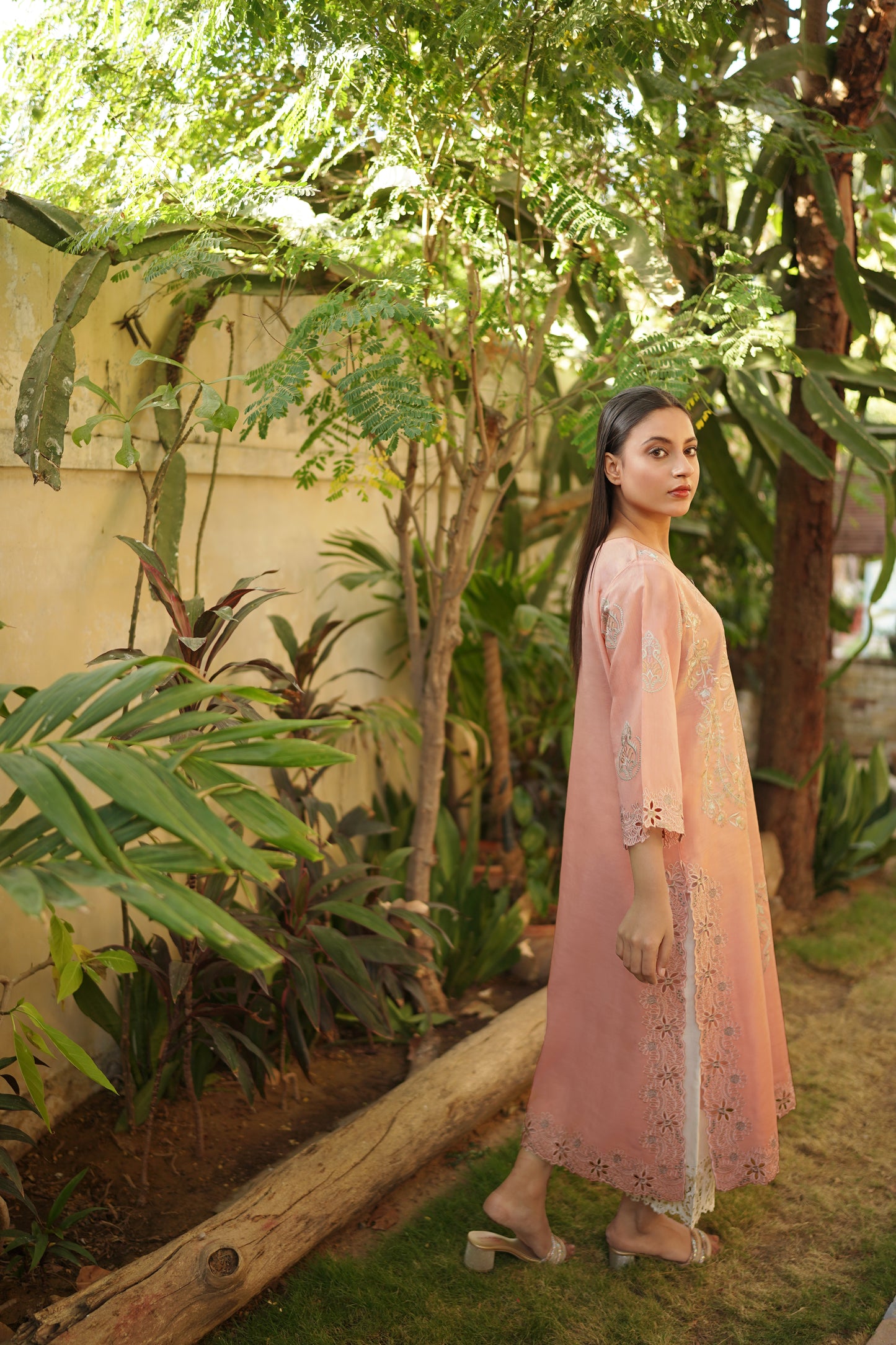 PINK LONG EMBROIDERY DRESS