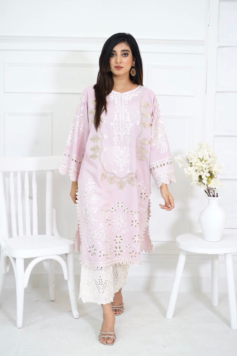 Baby Pink & Ivory Kurta