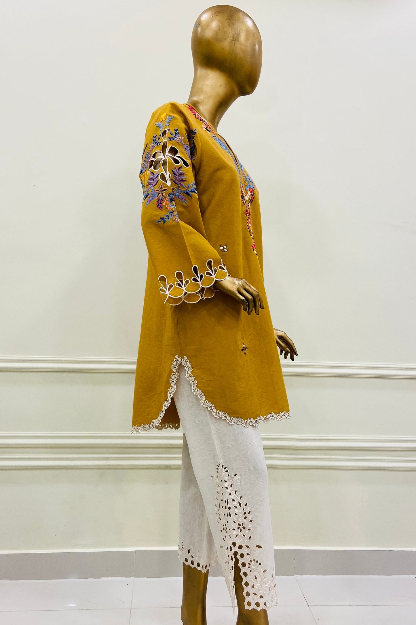 Yellow & White Kurta