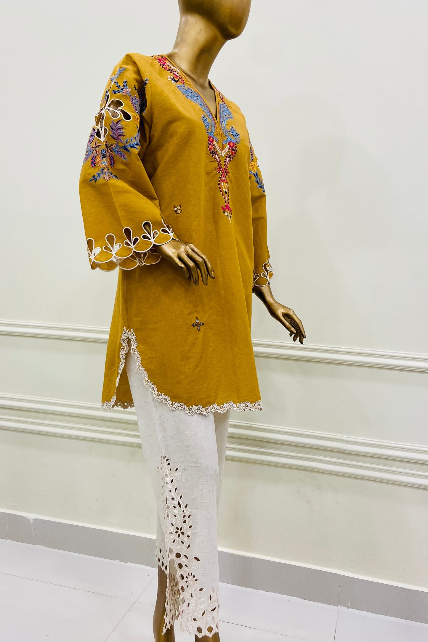 Yellow & White Kurta