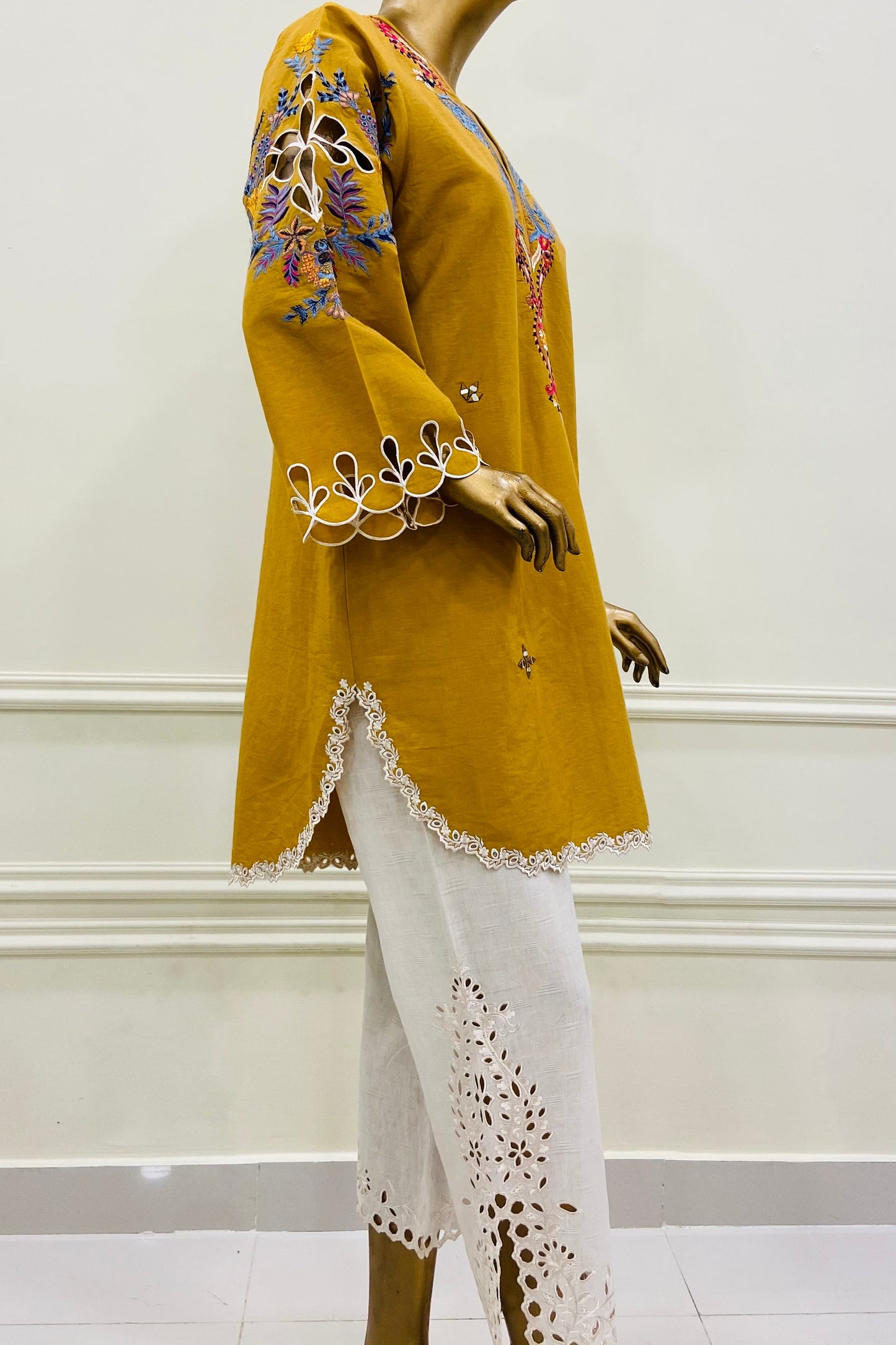 Yellow & White Kurta