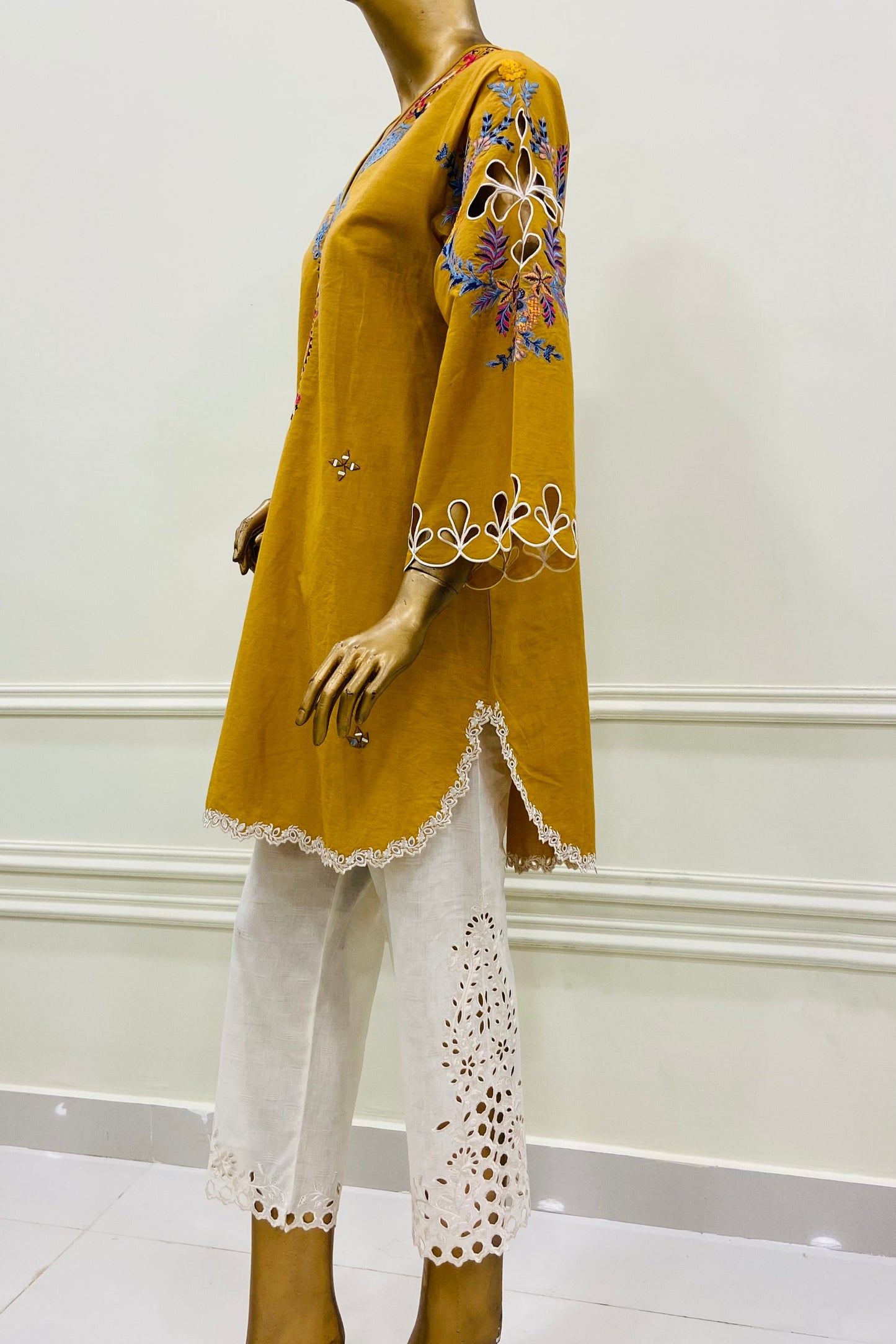 Yellow & White Kurta