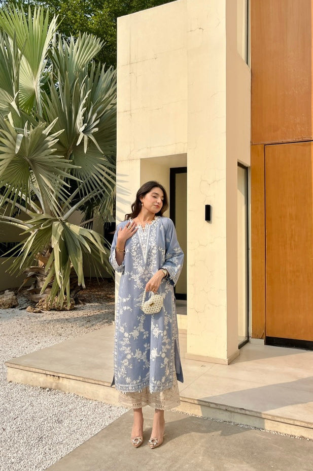sky grey long kurta