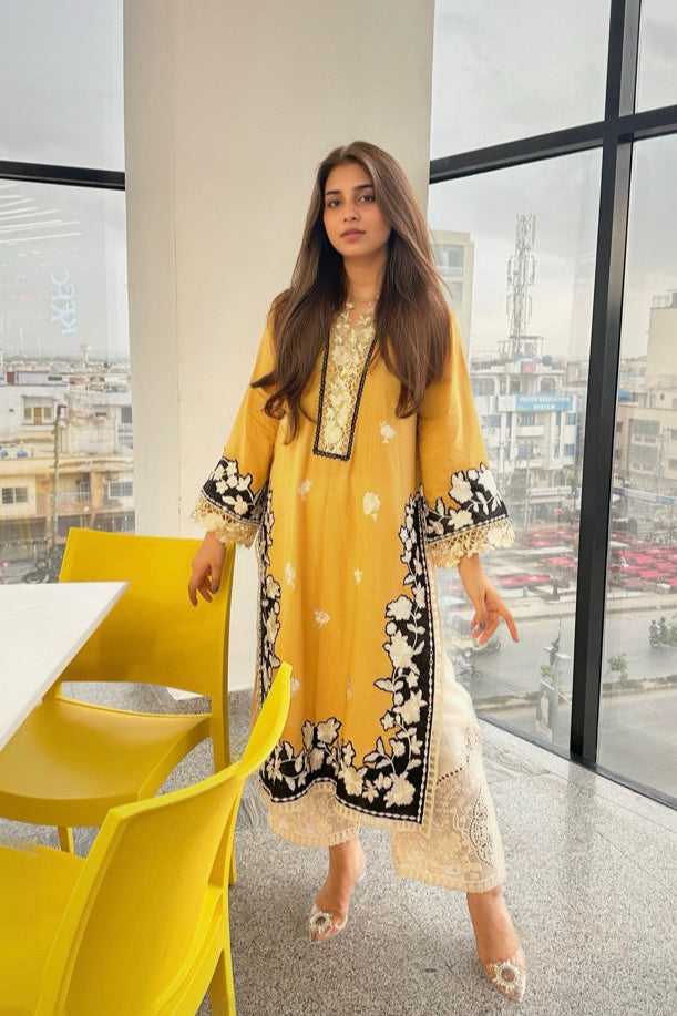 ILLUMINATING MUSTARD LONG KURTA & Trouser
