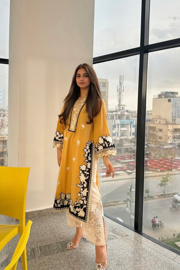 ILLUMINATING MUSTARD LONG KURTA & Trouser
