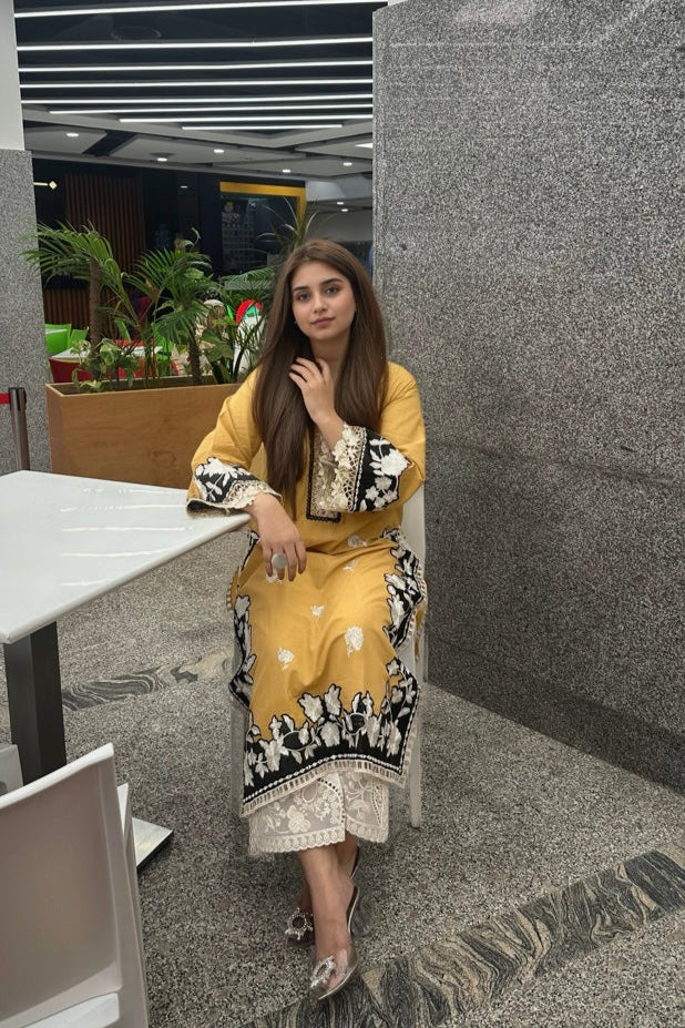 ILLUMINATING MUSTARD LONG KURTA & Trouser
