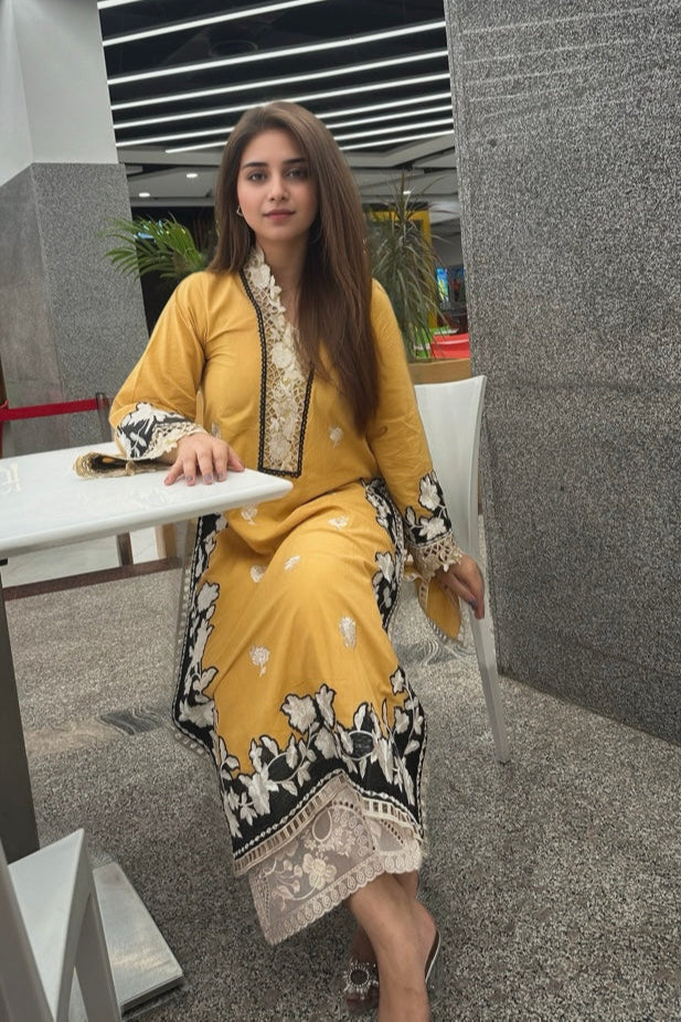 ILLUMINATING MUSTARD LONG KURTA & Trouser