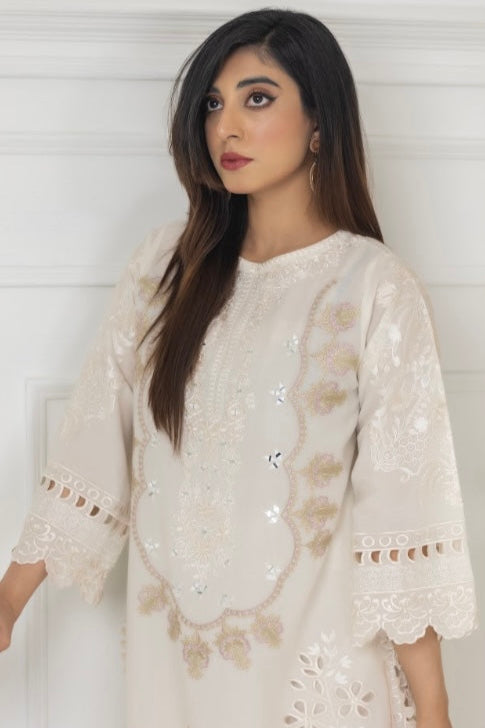 White Mirror & Cut Worked Co-Ord Sets