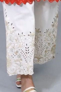 Ivory Embroidered & Cut Work Pant