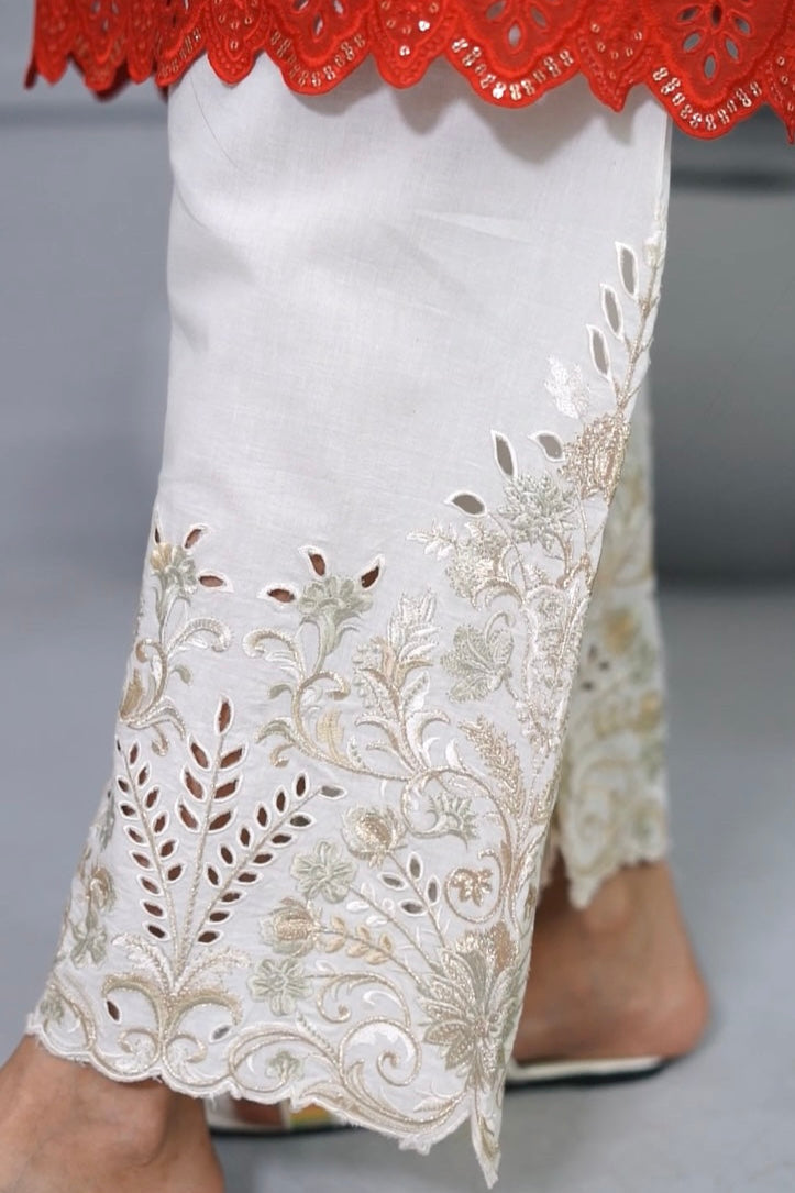 Ivory Embroidered & Cut Work Pant
