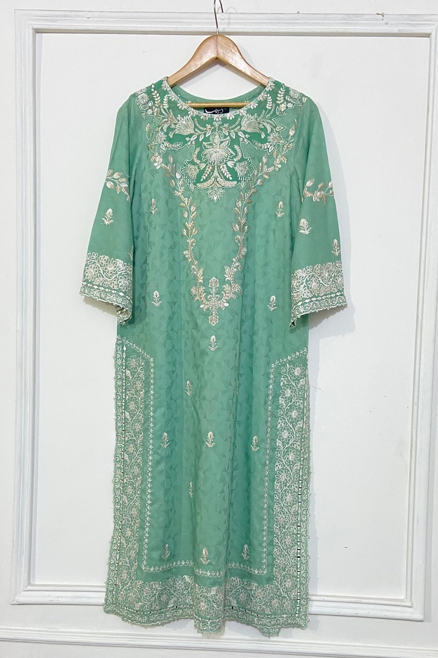 Light Green Embroidered Kurta.