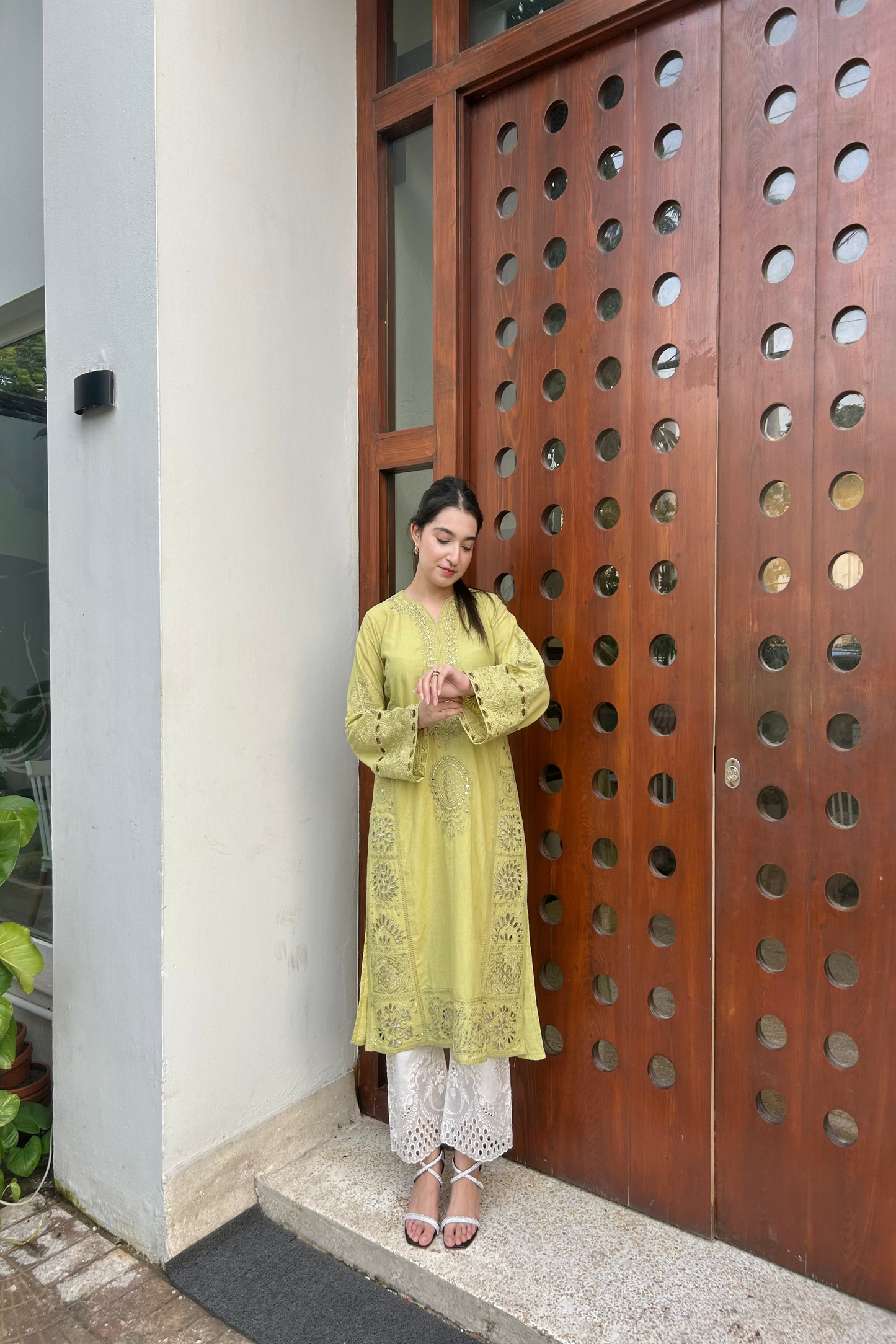 OLIVE YELLOW KAMDANI kurta