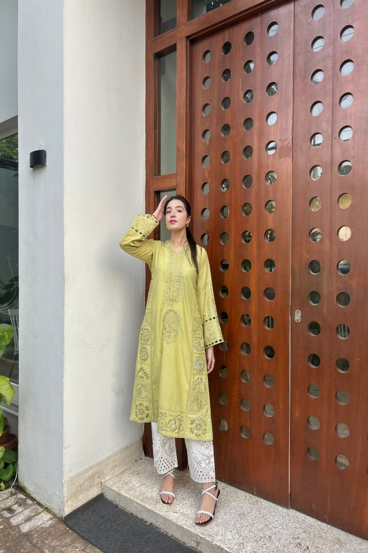 OLIVE YELLOW KAMDANI kurta