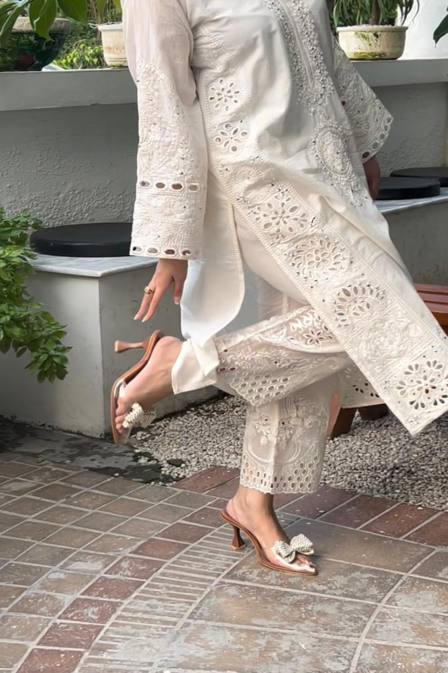 WHITE KAMDANI kurta