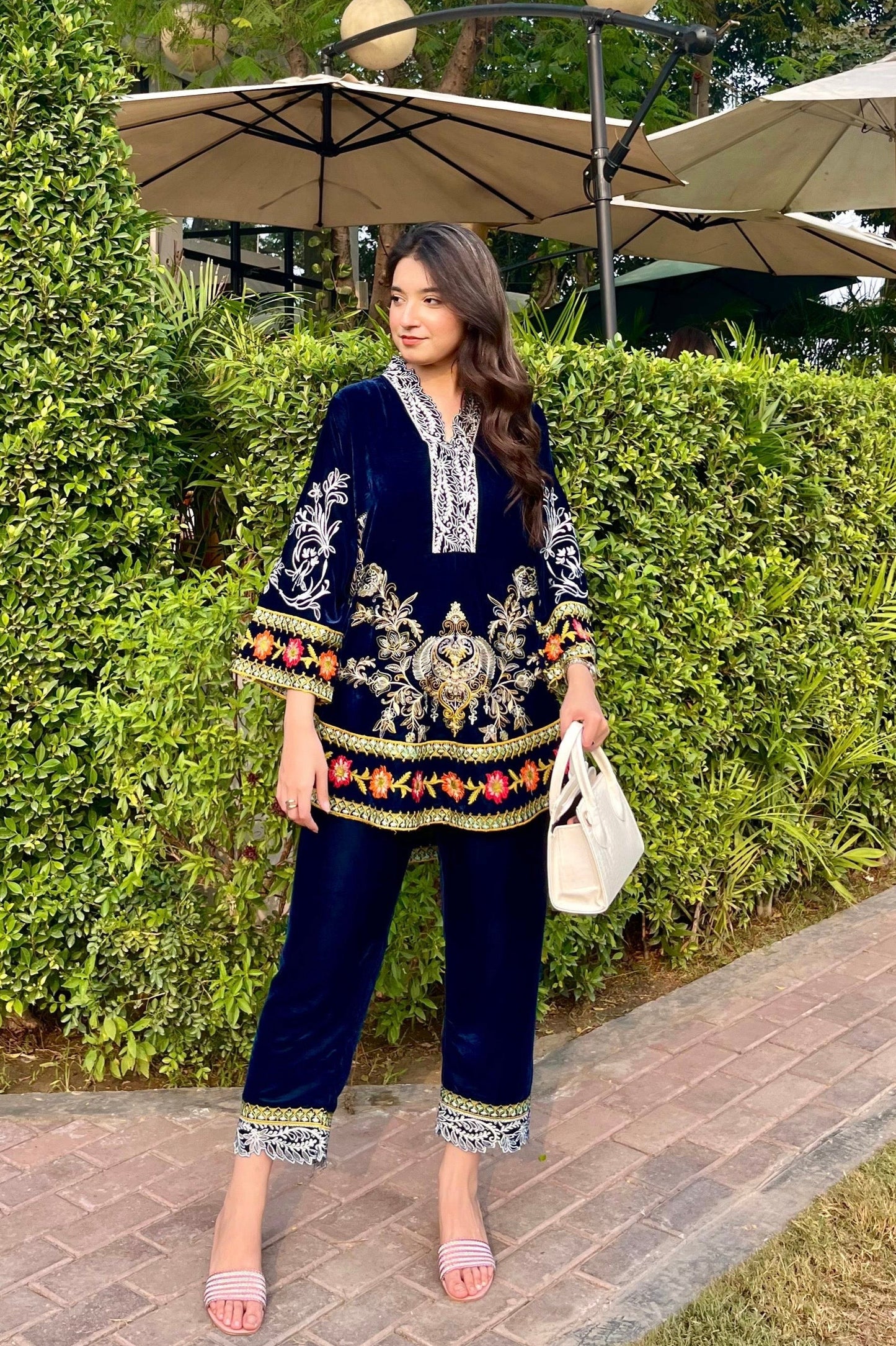 velvet-co-ord (navy blue )