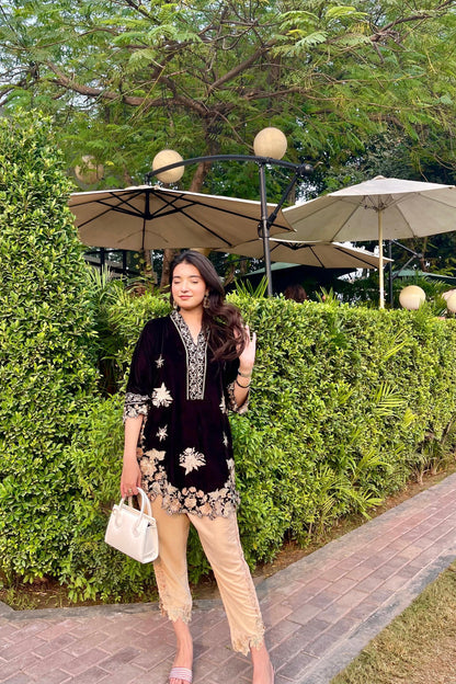 velvet co-ord   black