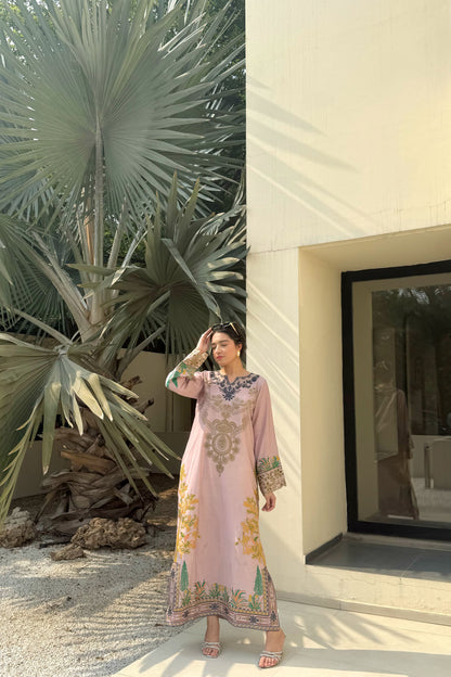TEA PINK LONG KAFTAN 2PCS