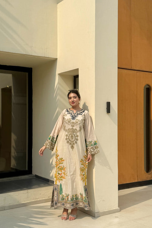 TAN BEIGE LONG KAFTAN 2 PCS