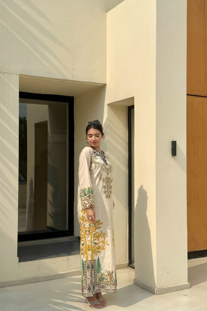 TAN BEIGE LONG KAFTAN 2 PCS