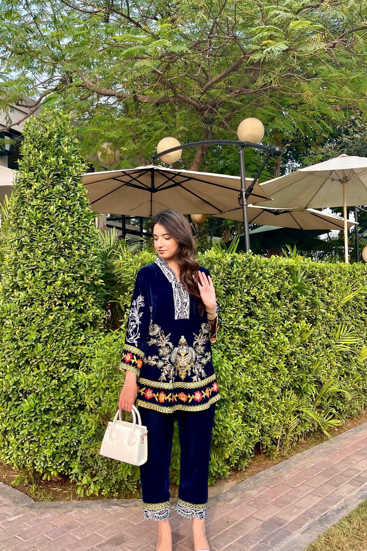 velvet-co-ord (navy blue )