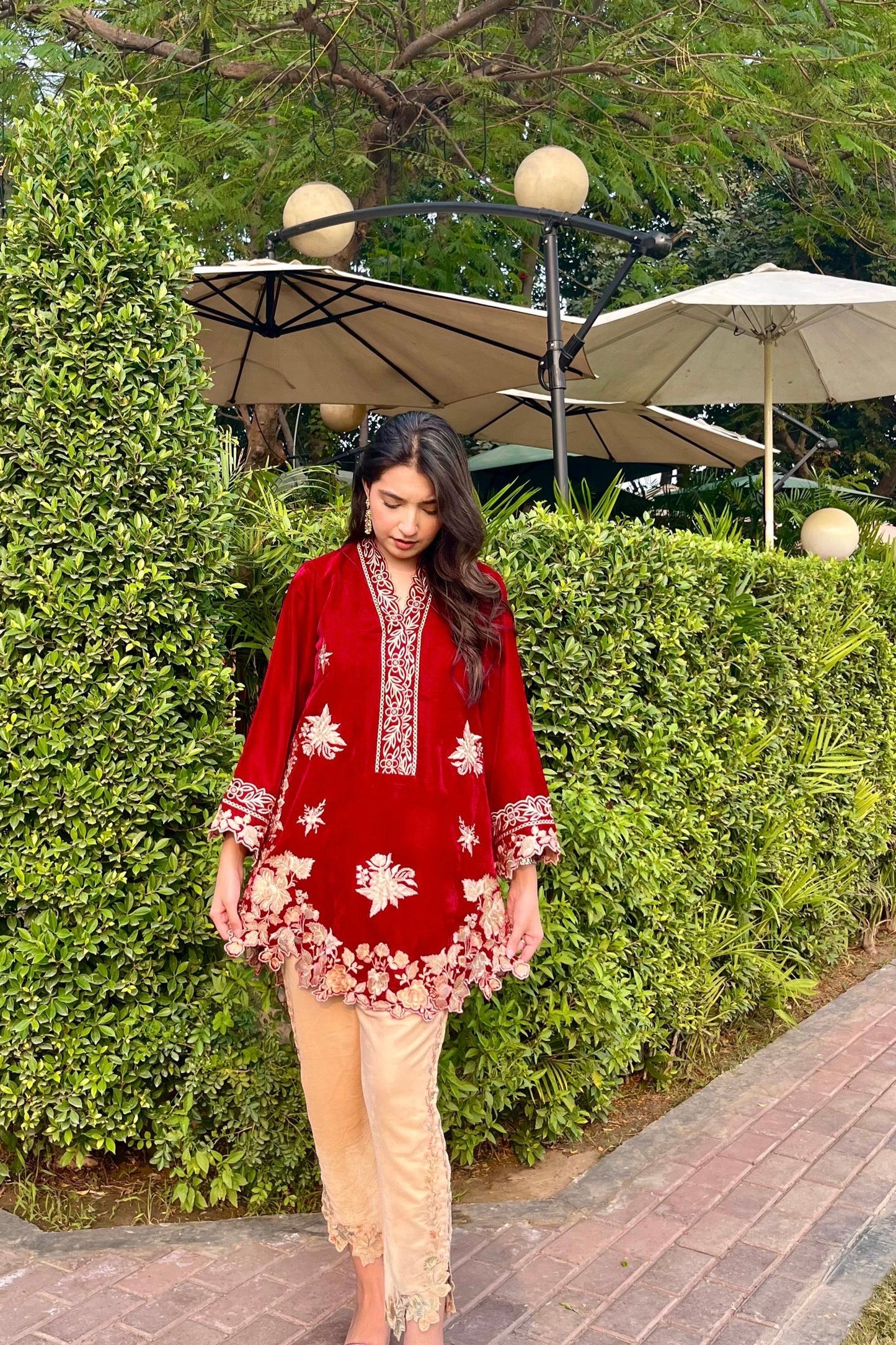 velvet co-ord   cherry maroon