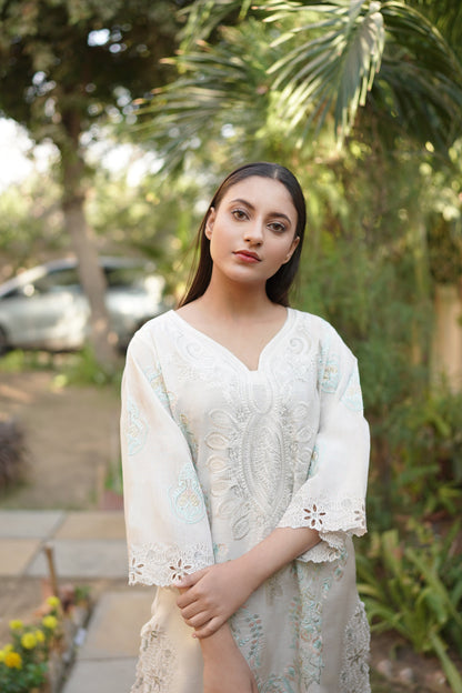 IVORY WHITE LONG EMBROIDERED 2PCS