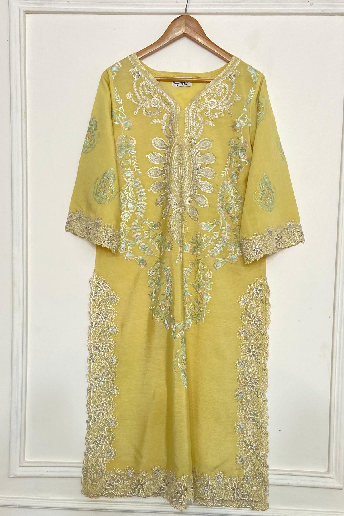 LEMON LONG EMBROIDERY KURTA