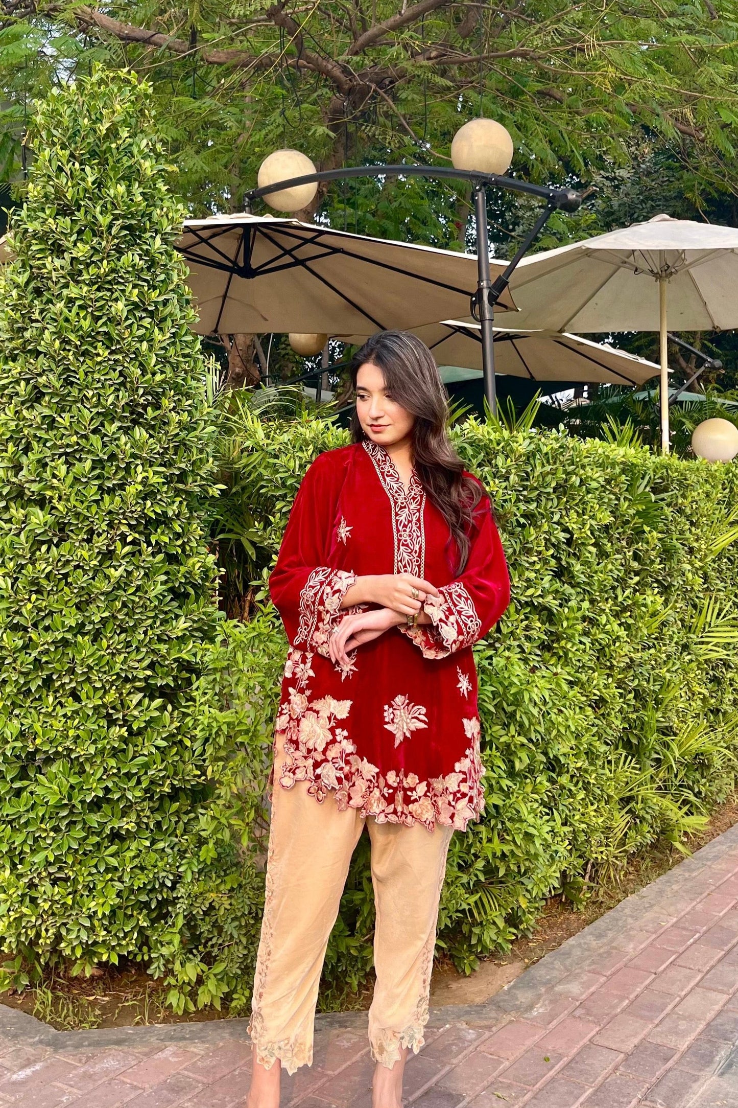 velvet co-ord   cherry maroon