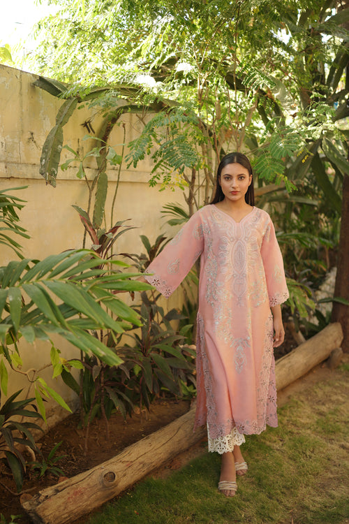PINK LONG EMBROIDERY 2PCS
