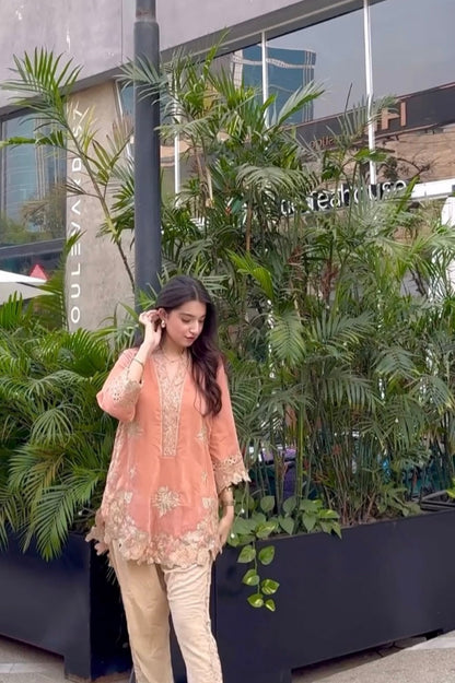 velvet co-ord   apricot pink