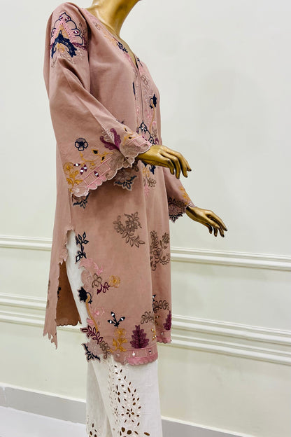 Coffee Pink & White Kurta