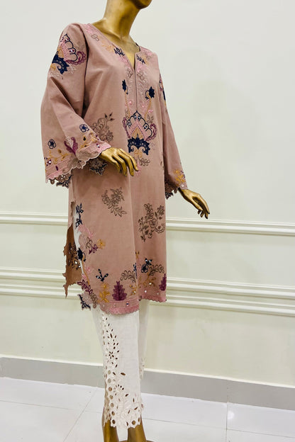 Coffee Pink & White Kurta