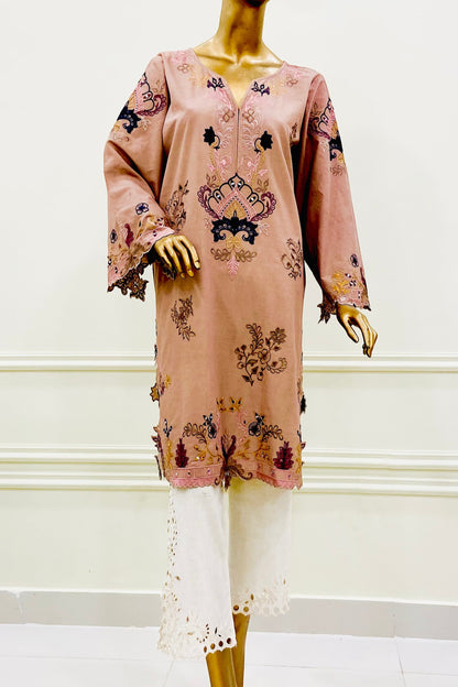 Coffee Pink & White Kurta