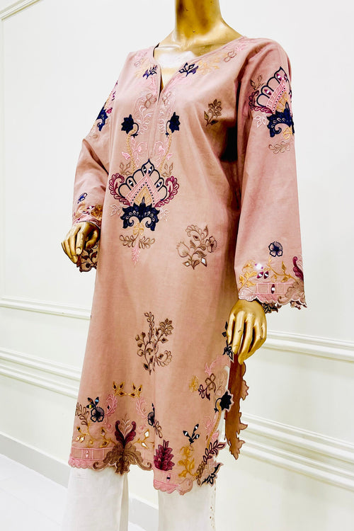 Coffee Pink & White Kurta