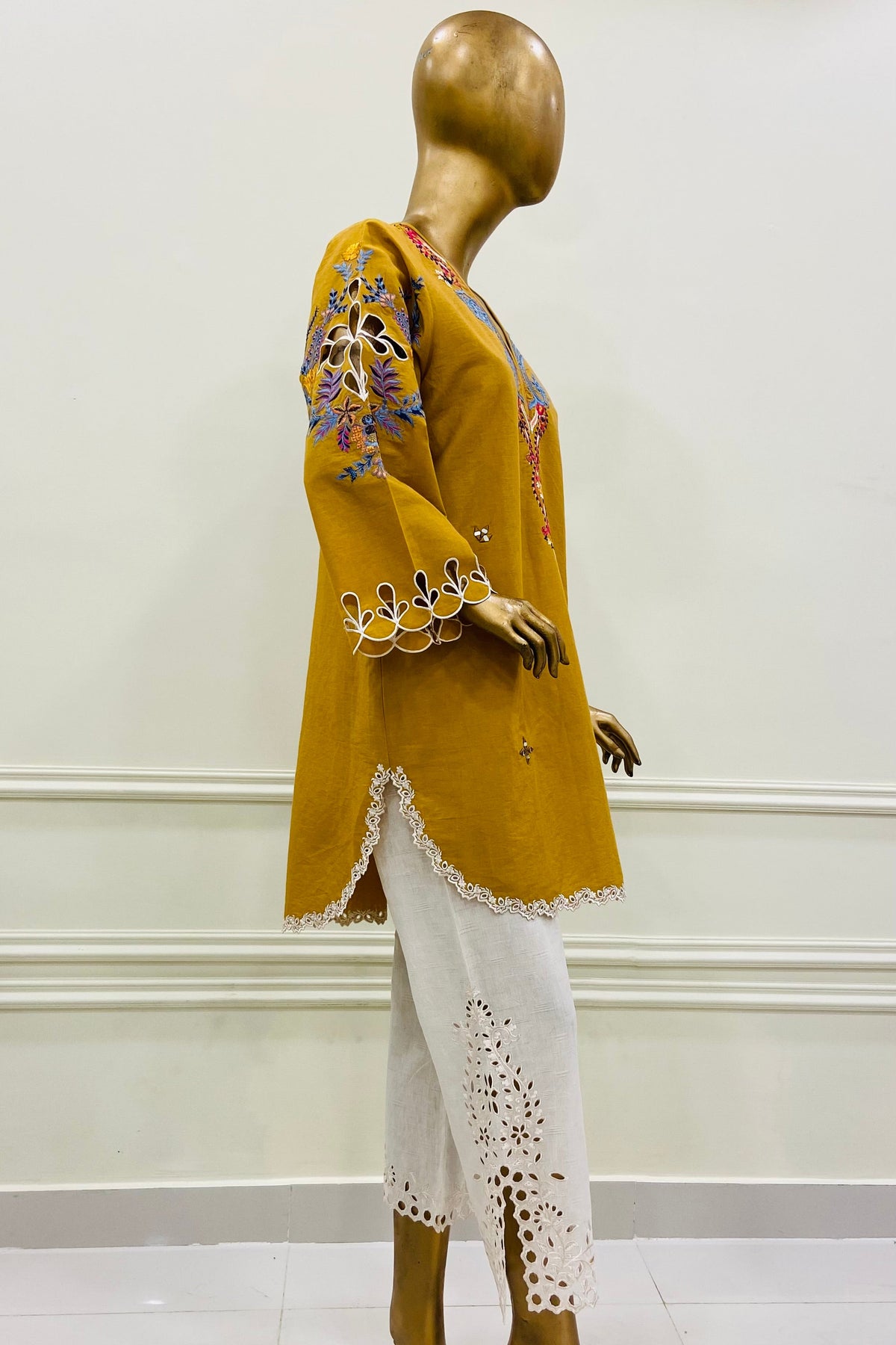 Yellow & White Kurta