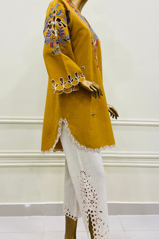 Yellow & White Kurta