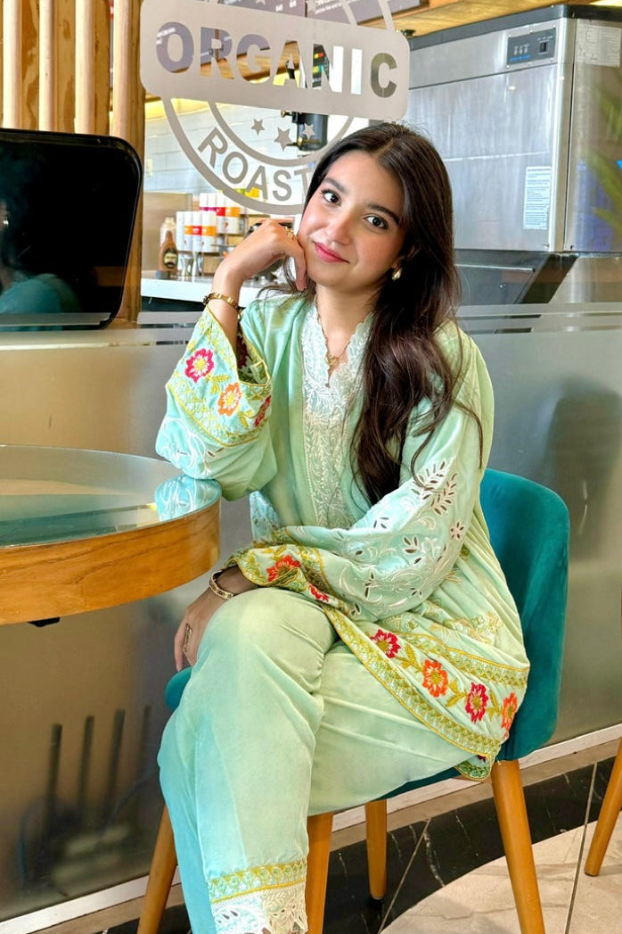 velvet-co-ord (aqua blue)