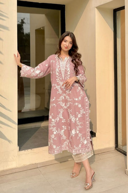tea pink long kurta