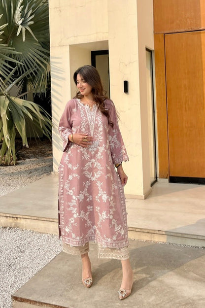 tea pink long kurta