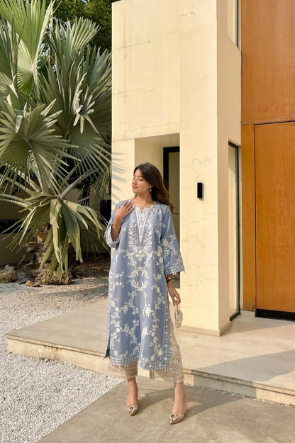 sky grey long kurta