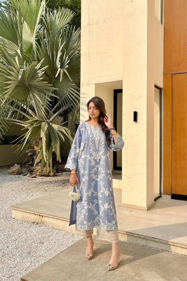 sky grey long kurta