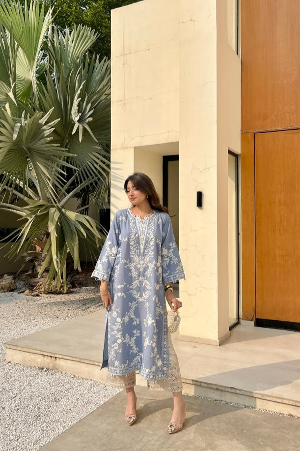 sky grey long kurta