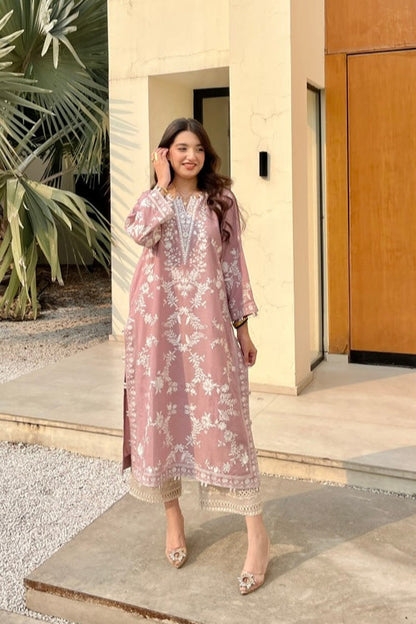 tea pink long kurta